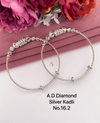 AD Diamond Design Silver Kadli Type Bangles Wholesale Price In Surat
